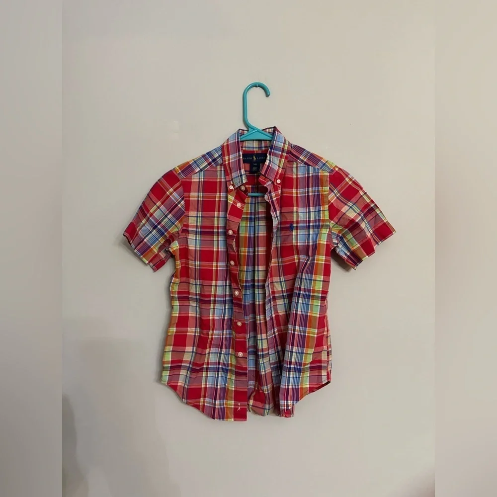 Polo Ralph Lauren kids red multi-color plaid short-sleeve size 8